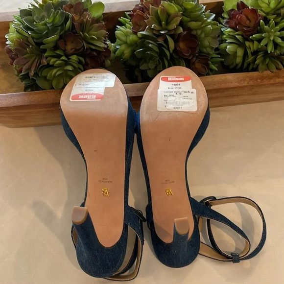 Veronica Beard Darcelle Ankle Strap Stiletto Sandal Mountain Blue‎ Denim 10 NWT - Picture 6 of 7